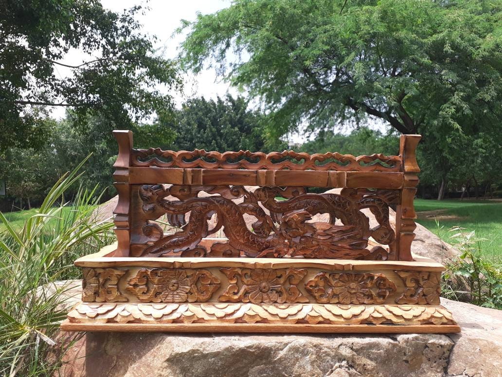 Dragon Handcarved Foldable Wooden Tibetan Buddhist Altar,Buddhist Prayer Table,Tibetan Meditation Altar,Traditional Tibetan Table