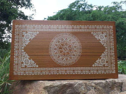 Medium Size Buddhist Auspicious Symbol Carved Foldable Wooden Tibetan Altar Table,Buddhist Prayer Table,Tibetan Meditation Altar,Zen Shrine