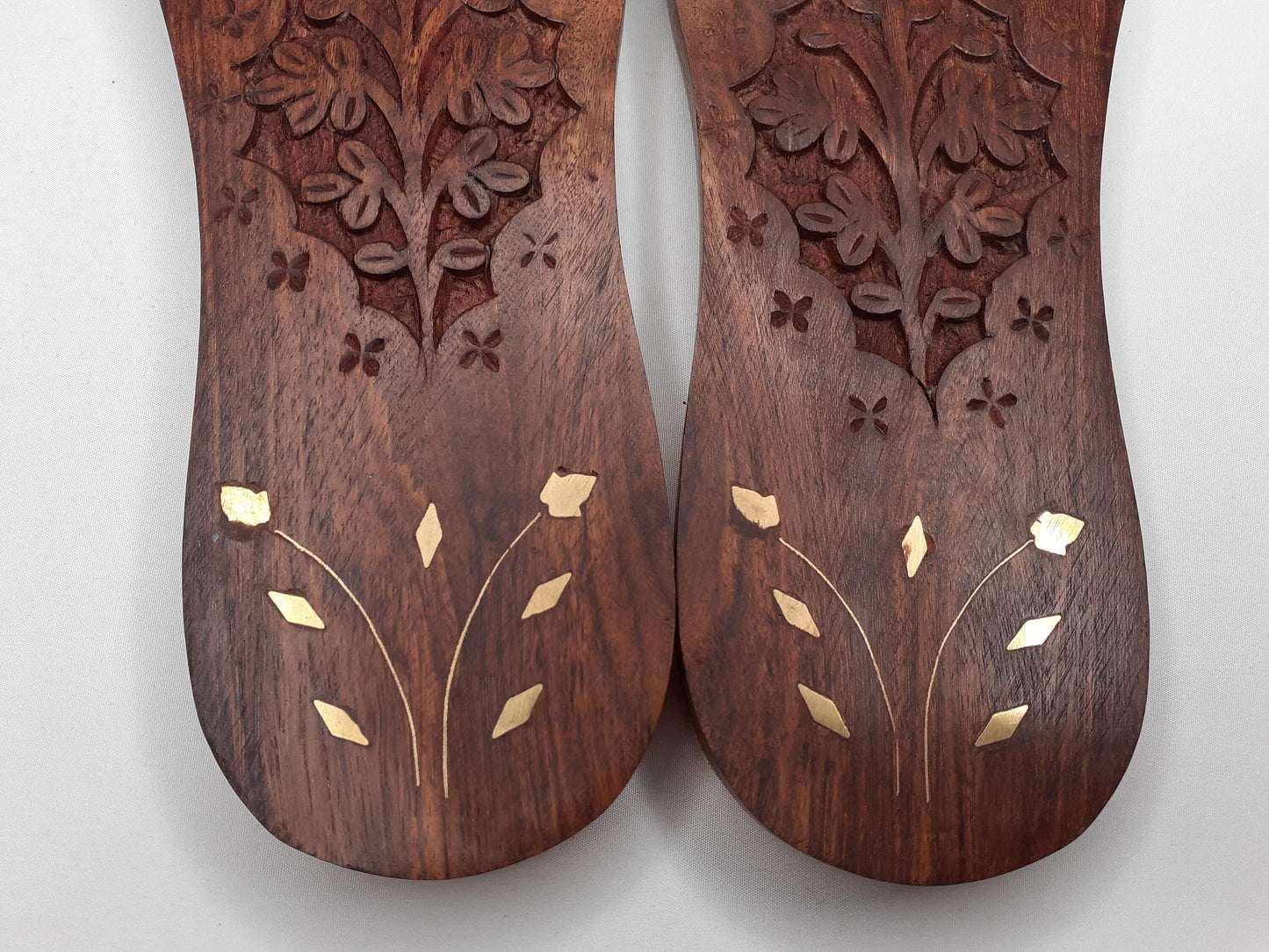 Himalayan"Yogis"Hand Carved Traditional Wooden Slippers, Wooden Charan Paduka with Brass Designed for Yogis, Wood Meditation Sandals