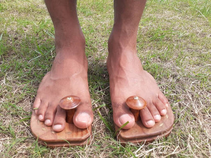 Himalayan"Yogis"Handcrafted Traditional Wooden Slippers for Meditation and Yoga,Unique Carved Wooden Charan Paduka with Floral Designed
