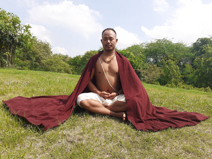 Handwoven Mediumweight Buddhist Lama Monk Pure Cashmere Wool Meditation Shawl,Buddhist Prayer Blanket,Burgundy Himalayan Cashmere Wool Wrap
