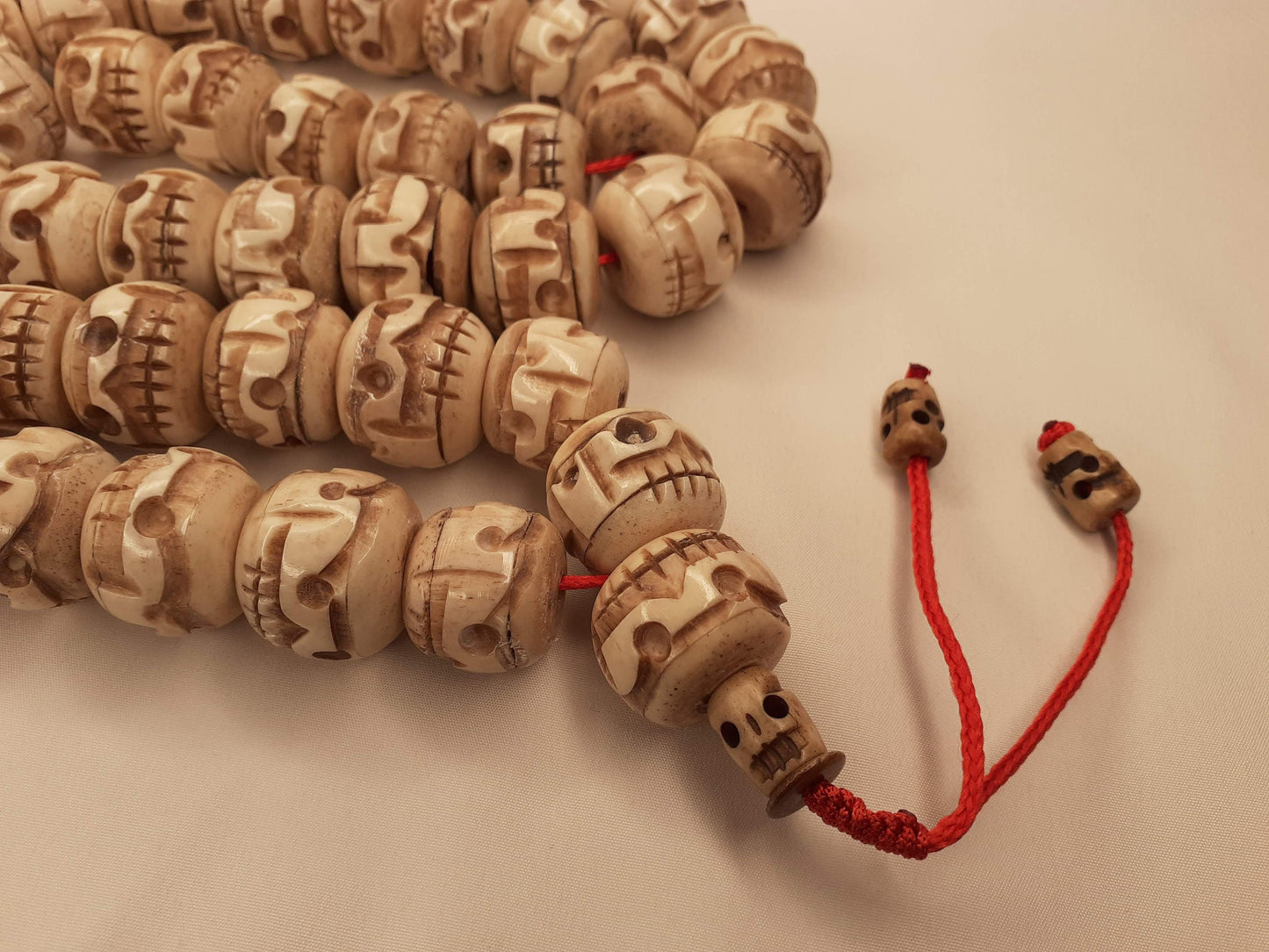 54 Beads Handcarved Skull Bone Mala,Bone Meditation Mala,Bone necklace,Ethnic Bone Jewellery,Tibetan Buddhist Prayer Skull Mala,Tantrik Japa