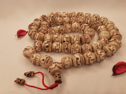 54 Beads Handcarved Skull Bone Mala,Bone Meditation Mala,Bone necklace,Ethnic Bone Jewellery,Tibetan Buddhist Prayer Skull Mala,Tantrik Japa