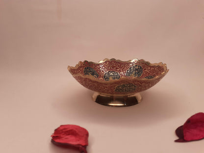 Decorative Handcrafted Floral Brass Ritual Prayer Offering Bowl,Handmade Brass Bowl  with Flower Embossed Design,Brass Altar Decor/Bowl