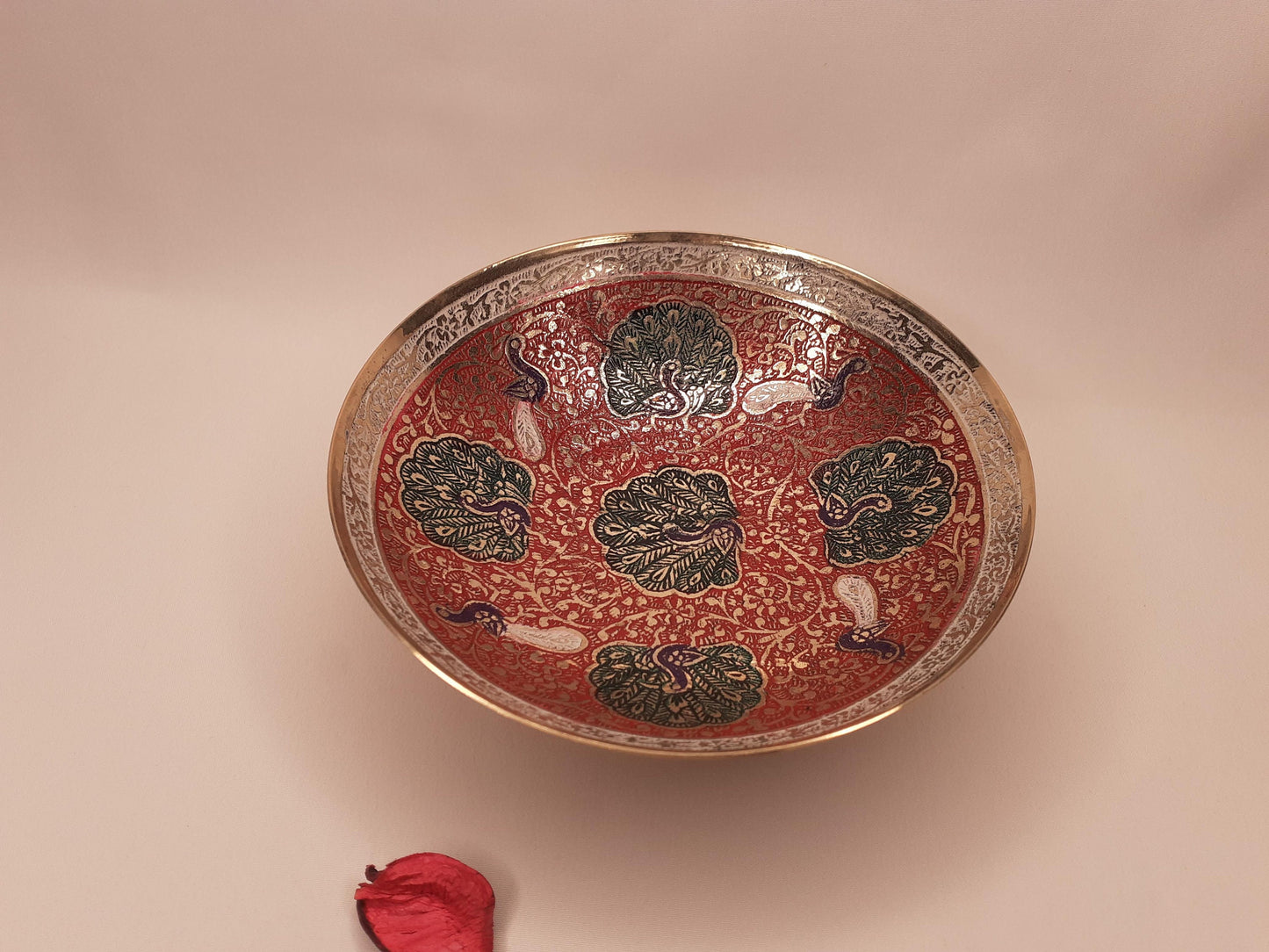 Decorative Handcrafted Floral Brass Ritual Prayer Offering Bowl,Handmade Brass Bowl  with Flower Embossed Design,Brass Altar Decor/Bowl