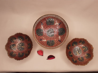 Decorative Handcrafted Floral Brass Ritual Prayer Offering Bowl,Handmade Brass Bowl  with Flower Embossed Design,Brass Altar Decor/Bowl