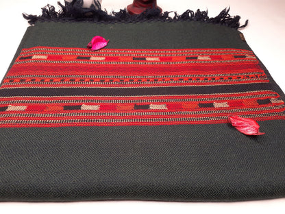 Handwoven Green Pure Himalayan Sheep Wool Meditation Shawl,Ethnic Indian Wool Scarf,Himalayan Wool Wrap,Handmade Indian Shawl,Kullu Shawl
