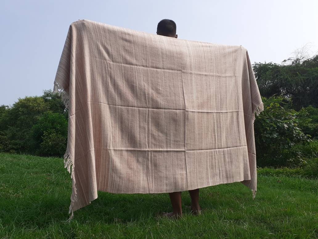 BAJRANG X-Large Thick Beige Color Handwoven Pure Himalayan Yak Wool Meditation Blanket,Tibetan Yak Wool Wrap,Himalayan Yak Prayer Blanket