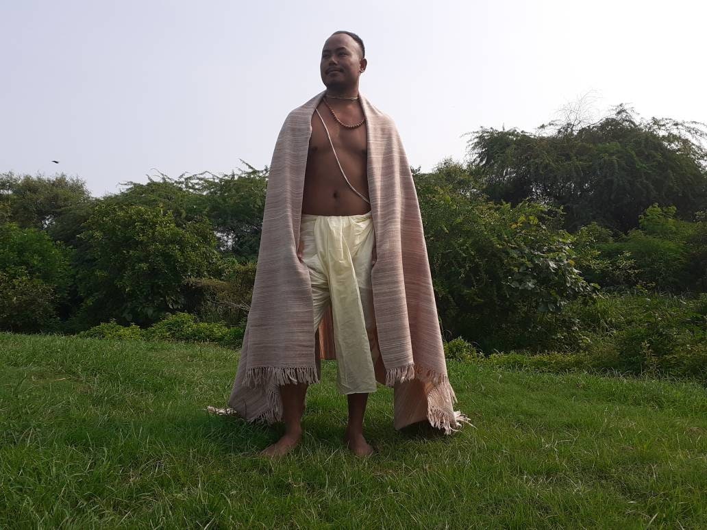 BAJRANG X-Large Thick Beige Color Handwoven Pure Himalayan Yak Wool Meditation Blanket,Tibetan Yak Wool Wrap,Himalayan Yak Prayer Blanket