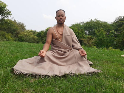 Handwoven Brown Pure Himalayan Sheep Wool Meditation Shawl,Himalayan Prayer Blanket,Kullu Shawl,Ethnic Indian Shawl,Wool Prayer Wrap