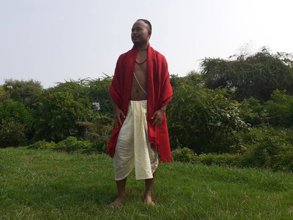 AMITABHA Handwoven Red Himalayan Sheep Wool Tibetan Buddhist Meditation Shawl,Indian Prayer Scarf,Himalayan Wool Lama Wrap,Buddhist Zen