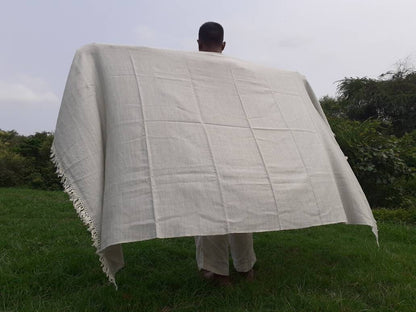 Handwoven Handspun Offwhite Himalayan Sheep Wool Meditation Shawl,Himalayan Prayer Blanket,Kullu Shawl,Ethnic Indian Shawl,Wool Prayer Wrap