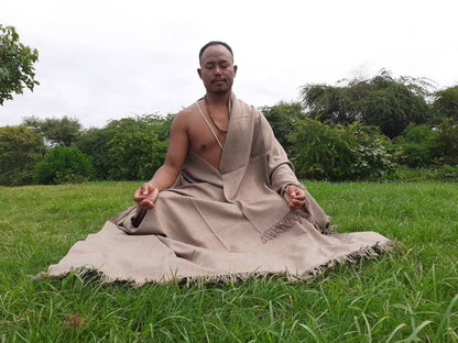 Handwoven Brown Pure Himalayan Sheep Wool Meditation Shawl,Himalayan Prayer Blanket,Kullu Shawl,Ethnic Indian Shawl,Wool Prayer Wrap