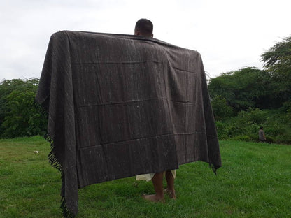 Handwoven Brown Pure Himalayan Sheep Wool Meditation Shawl,Himalayan Prayer Blanket,Kullu Shawl,Ethnic Indian Shawl,Wool Prayer Wrap