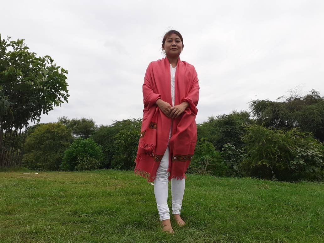 Handwoven Pink Pure Himalayan Sheep Wool Meditation Shawl,Himalayan Prayer Blanket,Kullu Shawl,Ethnic Indian Shawl,Wool Prayer Wrap