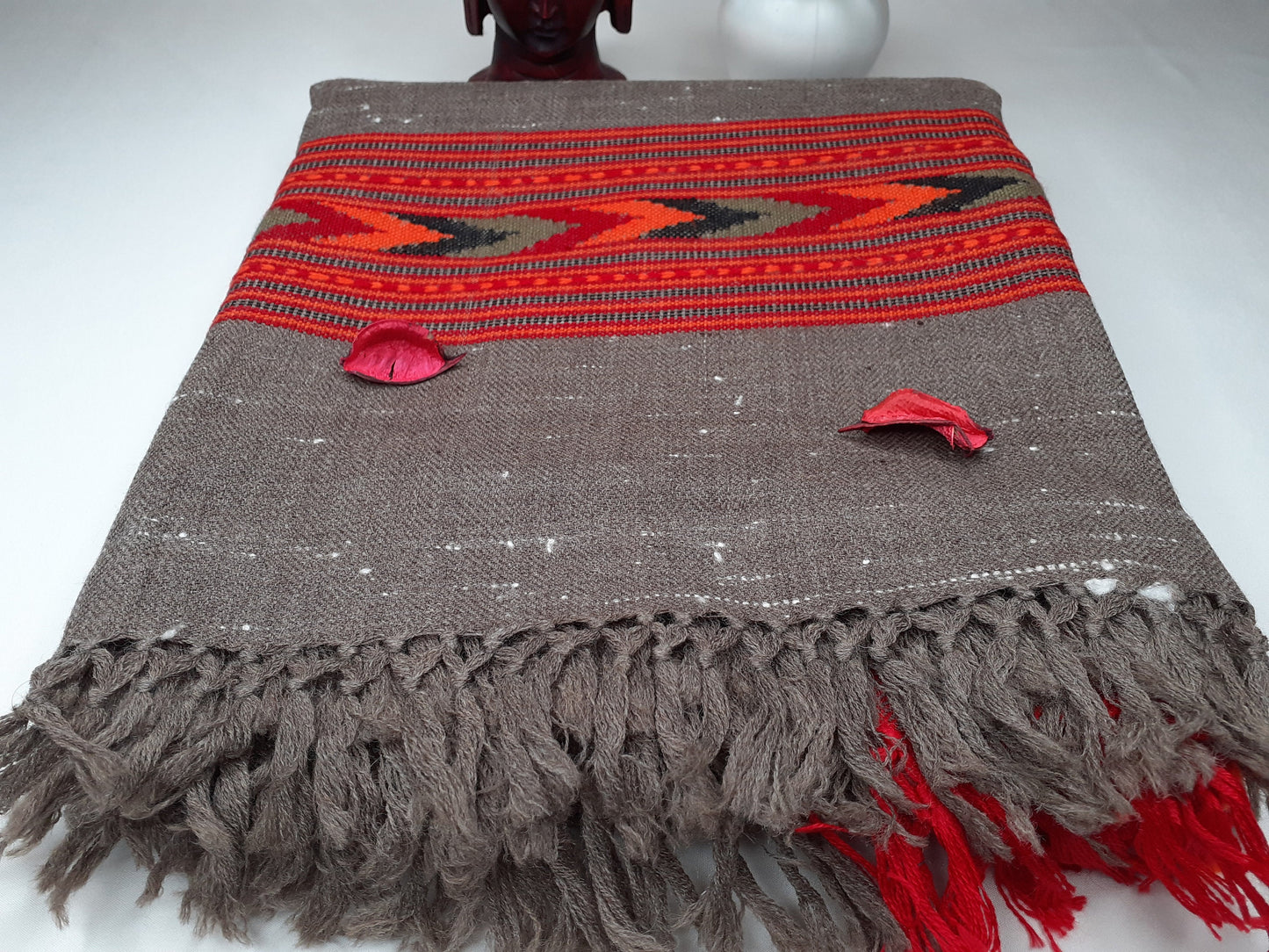Handwoven Pure Himalayan Sheep Wool Meditation Shawl,Himalayan Prayer Blanket,Kullu Shawl,Ethnic Indian Shawl,Wool Prayer Wrap