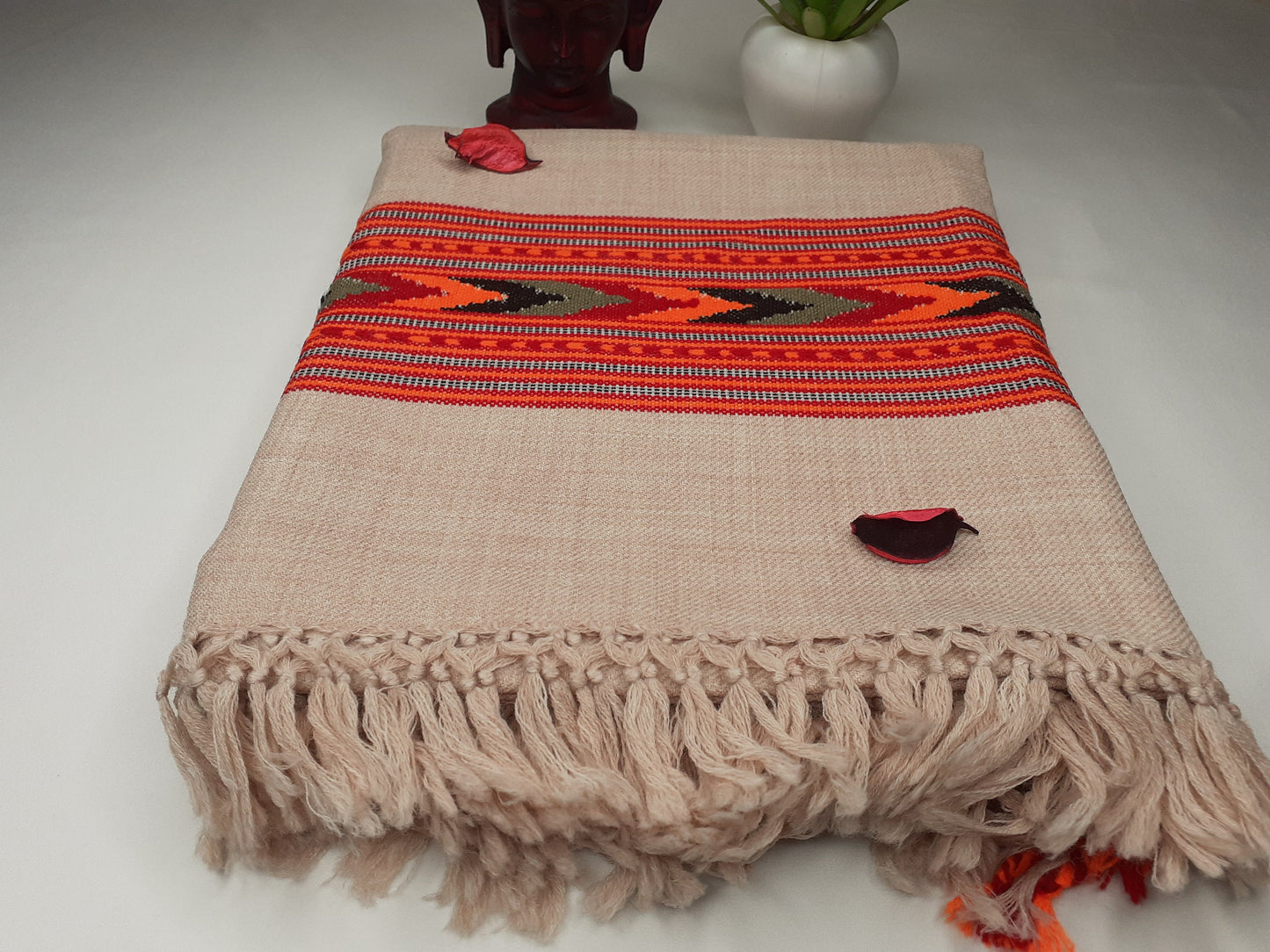 Handwoven Pure Himalayan Sheep Wool Meditation Shawl,Himalayan Prayer Blanket,Kullu Shawl,Ethnic Indian Shawl,Wool Prayer Wrap
