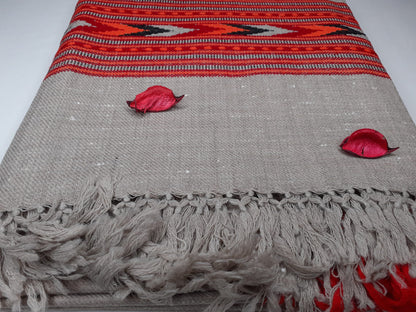 Handwoven Light Grey Pure Himalayan Sheep Wool Meditation Shawl,Himalayan Prayer Blanket,Kullu Shawl,Ethnic Indian Shawl,Wool Prayer Wrap