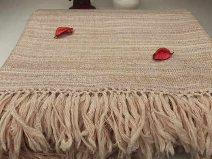 BAJRANG X-Large Thick Beige Color Handwoven Pure Himalayan Yak Wool Meditation Blanket,Tibetan Yak Wool Wrap,Himalayan Yak Prayer Blanket