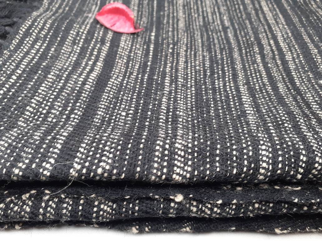 KALI X-Large Thick Black Handwoven Pure Himalayan Yak Wool Blanket,Yak Meditation Shawl,Tibetan Yak Wool Blanket,Ethnic Indian Yoga Yak Wrap