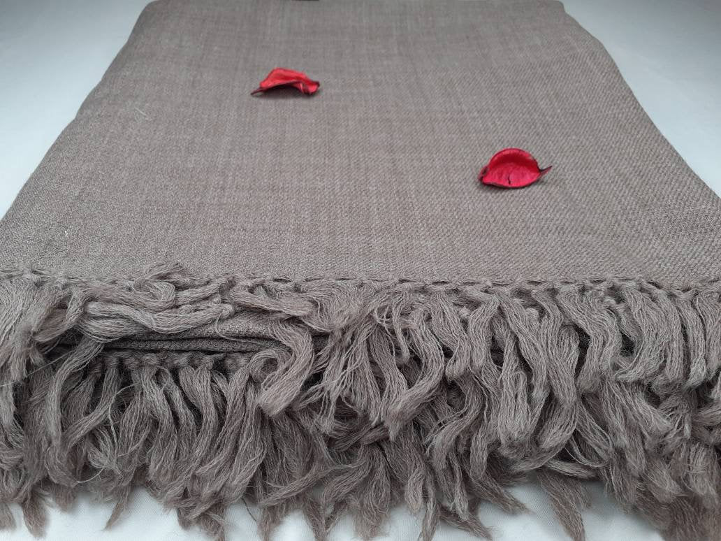 Large Handwoven Light Brown Pure Himalayan Sheep Wool Meditation Shawl, HandmaHimalayan Prayer Blanket,Kullu Shawl,Ethnic Indian Prayer Wrap