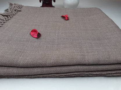Large Handwoven Light Brown Pure Himalayan Sheep Wool Meditation Shawl, HandmaHimalayan Prayer Blanket,Kullu Shawl,Ethnic Indian Prayer Wrap