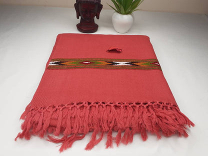 Handwoven Pink Pure Himalayan Sheep Wool Meditation Shawl,Himalayan Prayer Blanket,Kullu Shawl,Ethnic Indian Shawl,Wool Prayer Wrap