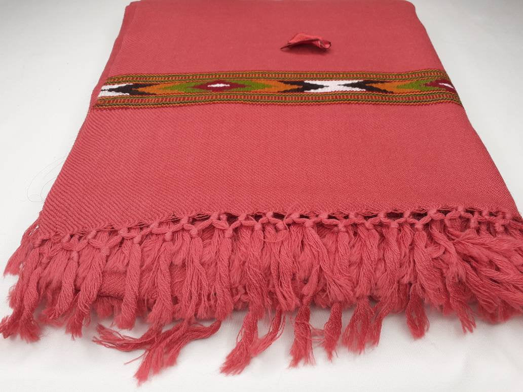 Handwoven Pink Pure Himalayan Sheep Wool Meditation Shawl,Himalayan Prayer Blanket,Kullu Shawl,Ethnic Indian Shawl,Wool Prayer Wrap