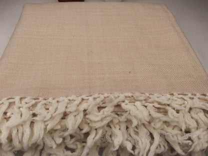 Handwoven Beige Pure Himalayan Sheep Wool Meditation Shawl,Himalayan Prayer Blanket,Kullu Shawl,Ethnic Indian Shawl,Wool Prayer Wrap