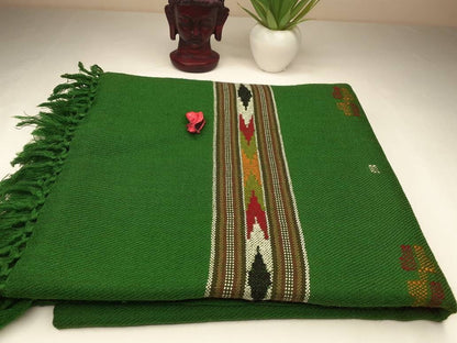 Handwoven Embroidered Pure Himalayan Sheep Wool Meditation Shawl,Himalayan Prayer Blanket,Kullu Shawl,Ethnic Indian Shawl,Wool Prayer Wrap