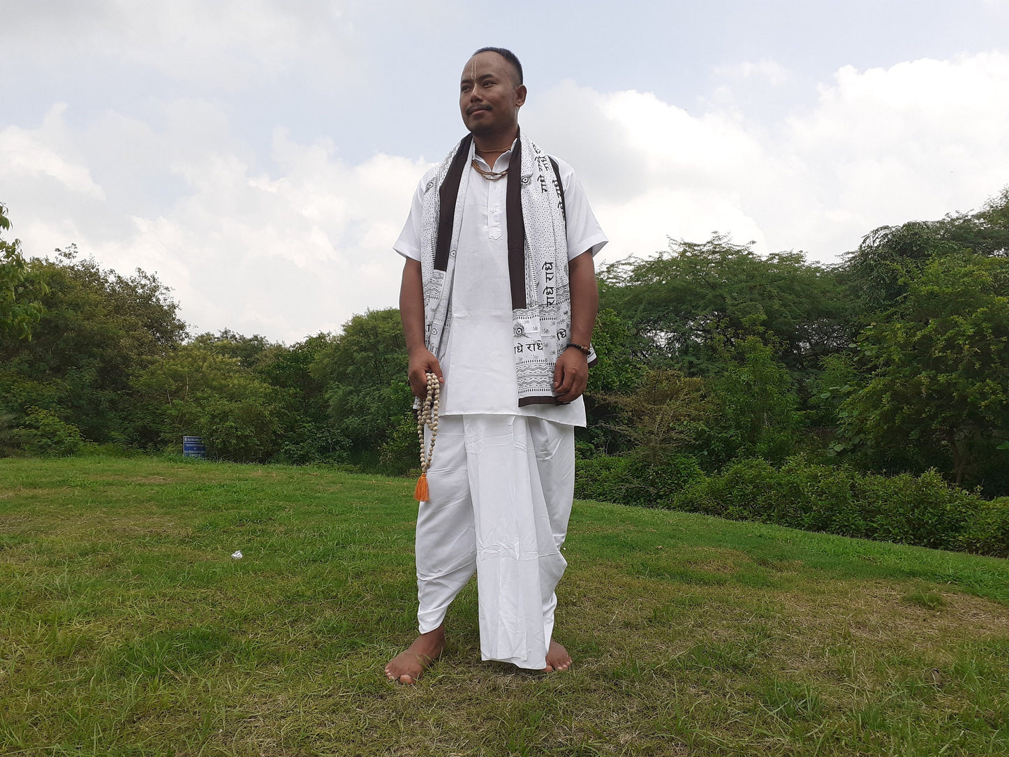 Indian Vedic Robes,Hare Krishna Robe,indian Ethnic Attair,Iskon Temple Dress,Indian Spiritual Dress,Mayapur Dham dhoti,Chaddar and Kurta Set