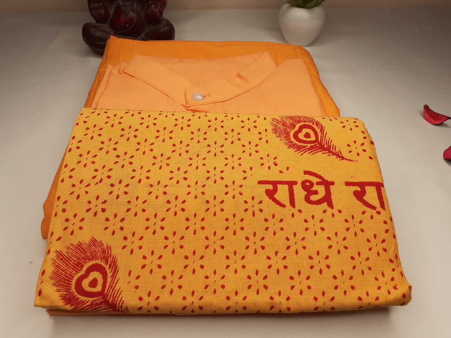 Saffron Indian Vedic Robes,Hare Krishna Robe,indian Ethnic Attair,Iskon Temple Dress,Indian Spiritual Dress,Mayapur Dham Dress,Hindu Robes