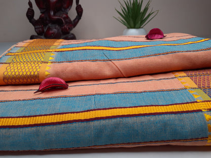 Handloom Indian Vedic Robe,Hare Krishna Robe,Indian Ethnic Attair,Iskon Temple Dress,Indian Spiritual Dress,Mayapur Dhoti and Chaddar Set