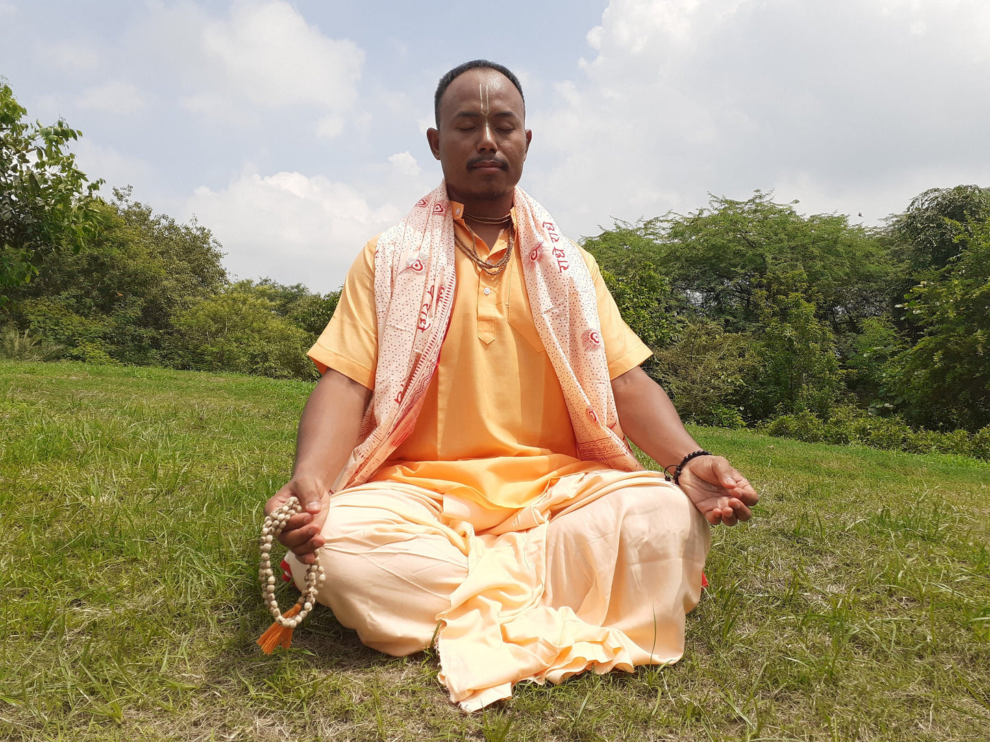 Indian Vedic Robes,Hare Krishna Robe,indian Ethnic Attair,Iskon Temple Dress,Indian Spiritual Dress,Mayapur Dham dhoti,Chaddar and Kurta Set