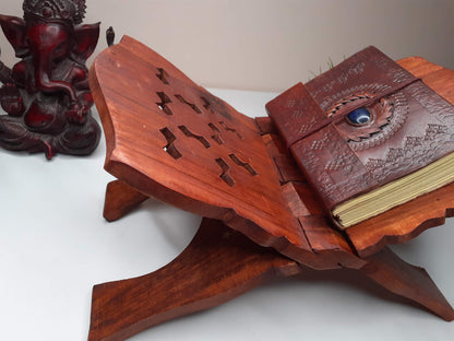 Premium Handcarved  Foldable Wooden Holy Scriptures Book Stand,Cover Case Wooden Holy Book Holder,Wooden Religious Item