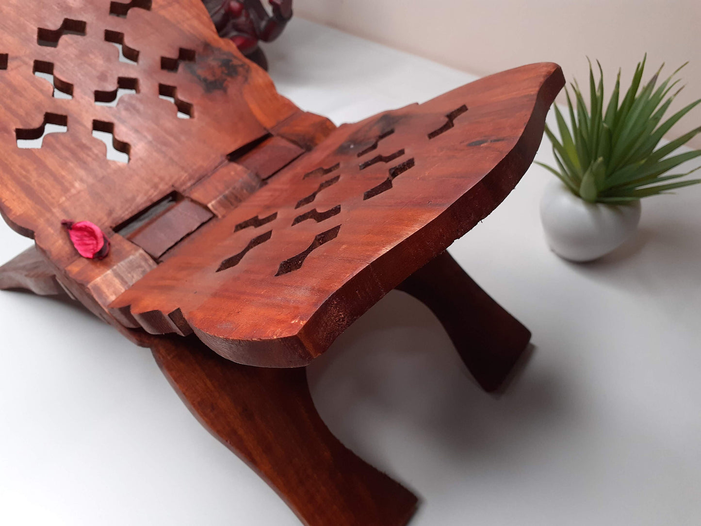 Premium Handcarved  Foldable Wooden Holy Scriptures Book Stand,Cover Case Wooden Holy Book Holder,Wooden Religious Item