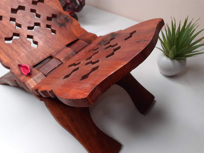 Premium Handcarved  Foldable Wooden Holy Scriptures Book Stand,Cover Case Wooden Holy Book Holder,Wooden Religious Item