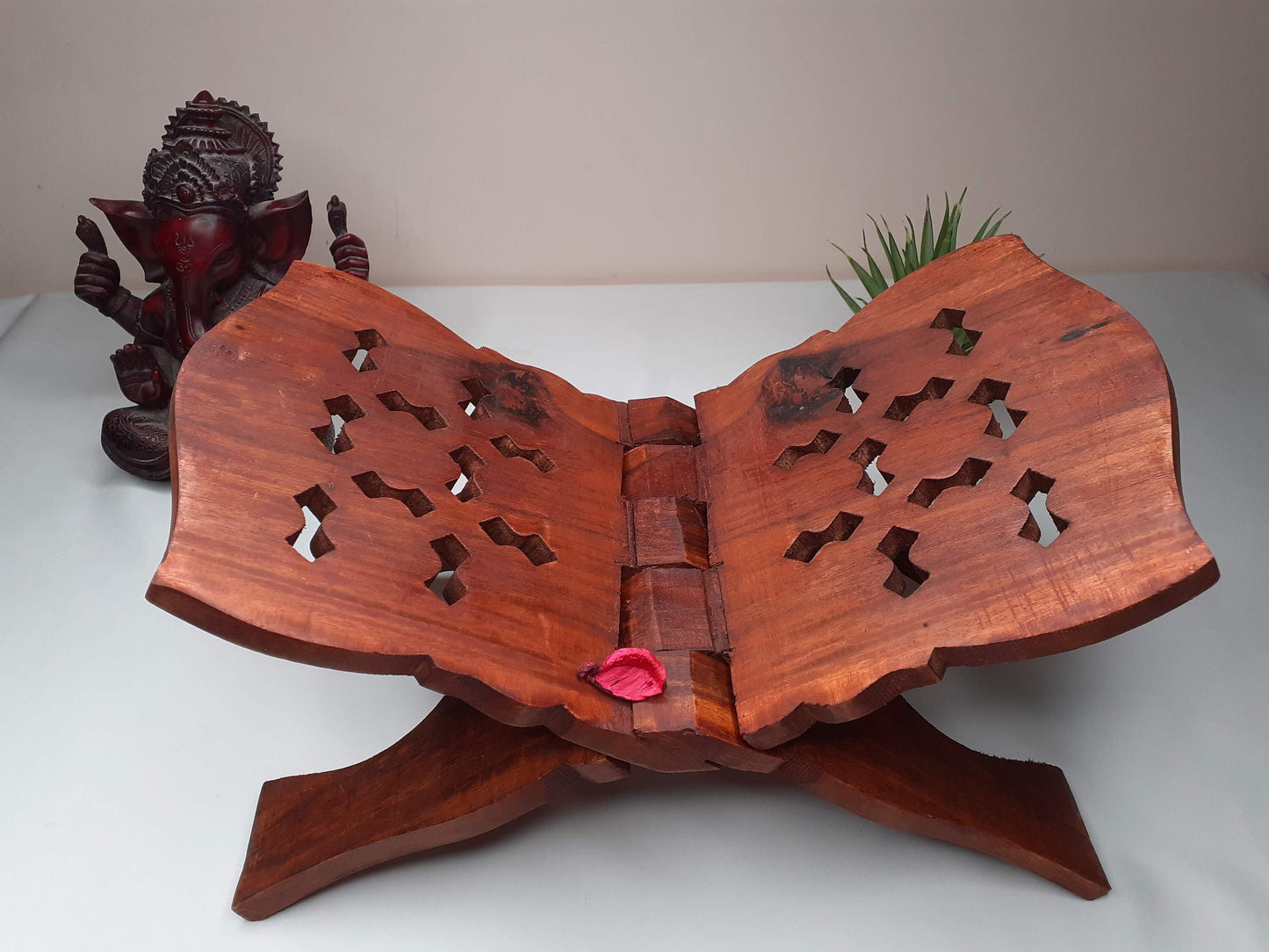 Premium Handcarved  Foldable Wooden Holy Scriptures Book Stand,Cover Case Wooden Holy Book Holder,Wooden Religious Item