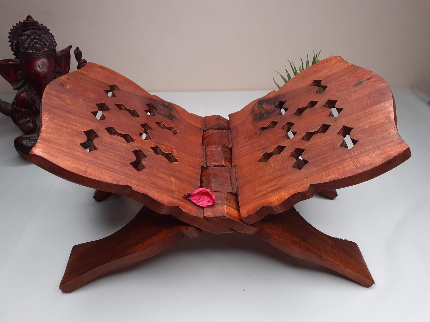 Premium Handcarved  Foldable Wooden Holy Scriptures Book Stand,Cover Case Wooden Holy Book Holder,Wooden Religious Item
