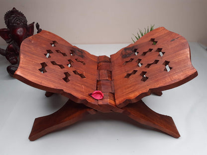 Premium Handcarved  Foldable Wooden Holy Scriptures Book Stand,Cover Case Wooden Holy Book Holder,Wooden Religious Item