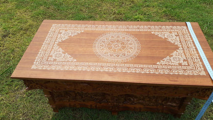 Handcarved Dragon Foldable Wooden Tibetan Buddhist Altar, Buddhist Prayer table,Tibetan Alter Table,Zen Shrine Table, Meditation Altar Table