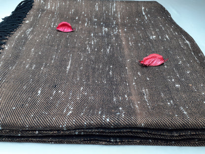 Handwoven Brown Pure Himalayan Sheep Wool Meditation Shawl,Himalayan Prayer Blanket,Kullu Shawl,Ethnic Indian Shawl,Wool Prayer Wrap