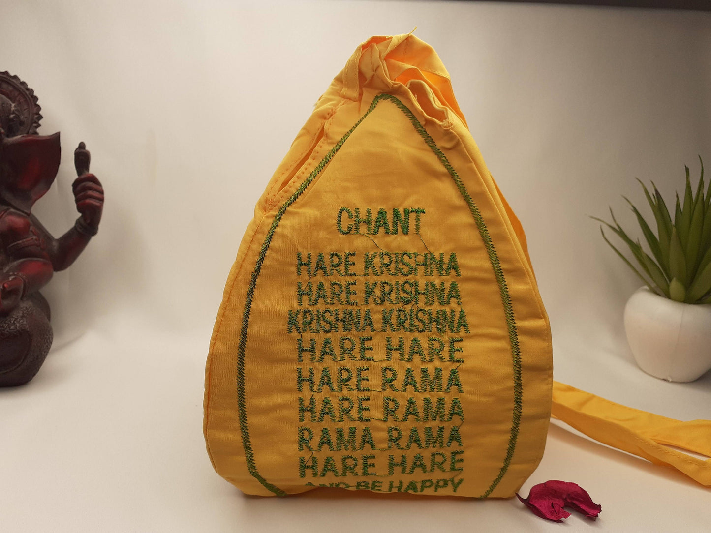 108 Beads Hand Knotted Tulasi Japa Mala,Hare Krishna Meditation Beads With Hand embroidered Lord Jagannath Japa Bag,Hare Krishna