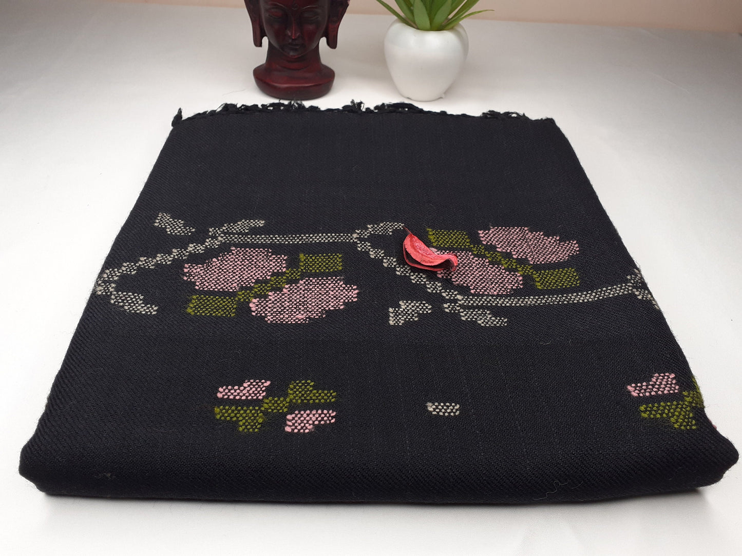 Handwoven Navy Blue Pure Himalayan Sheep Wool Meditation Shawl,Himalayan Prayer Blanket,Kullu Shawl,Ethnic Indian Shawl,Wool Prayer Wrap