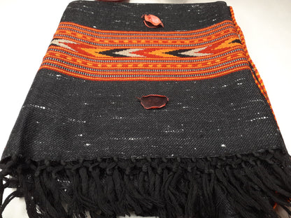 Handwoven Black Pure Himalayan Sheep Wool Meditation Shawl,Himalayan Prayer Blanket,Kullu Shawl,Ethnic Indian Shawl,Wool Prayer Wrap