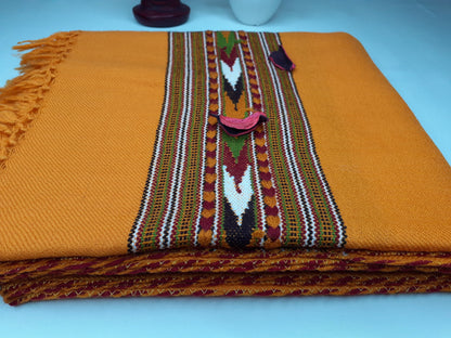 Handwoven Traditional Mustard Yellow Color Himalayan Sheep Wool Meditation Shawl,Ethnic Indian Wool Blanket,Himalayan Wool Wrap,,Kullu Shawl