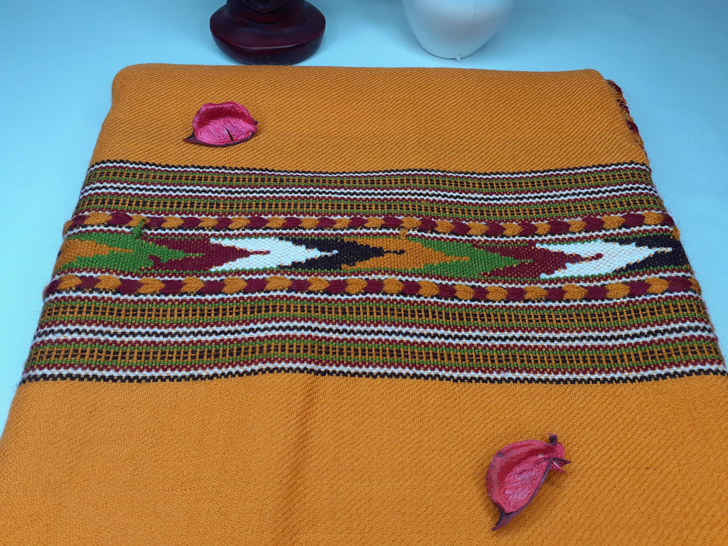 Handwoven Traditional Mustard Yellow Color Himalayan Sheep Wool Meditation Shawl,Ethnic Indian Wool Blanket,Himalayan Wool Wrap,,Kullu Shawl