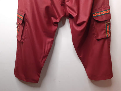 YOGI Mens Natural Indian Khadi Cotton Bhutanese Yoga Pants,4  Pockets Yogi Breathable Straight Trousers,Flexible Drawstring Loose Pants