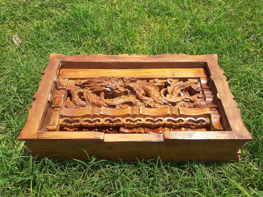 Small Size Dragon Handcarved Foldable Wooden Tibetan Buddhist Altar,Zen Meditation Altar,Dragon Carved Prayer table,Tibetan Alter Table,