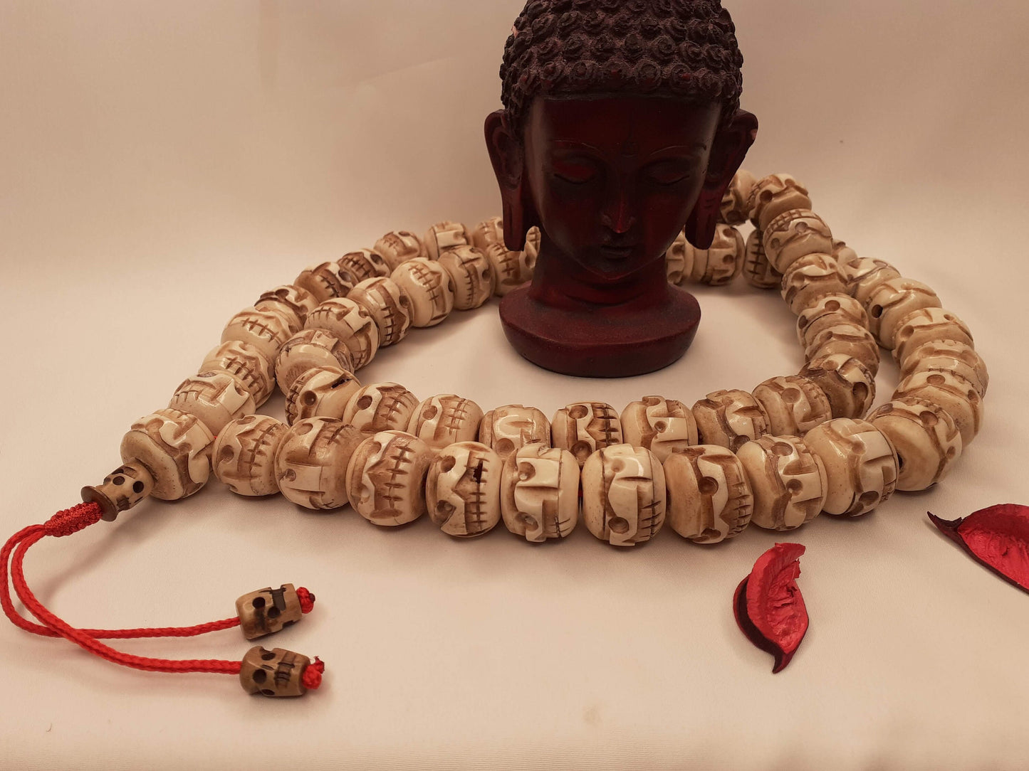 54 Beads Handcarved Skull Bone Mala,Bone Meditation Mala,Bone necklace,Ethnic Bone Jewellery,Tibetan Buddhist Prayer Skull Mala,Tantrik Japa